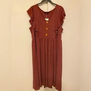 NWT Mauve Bloomchic Midi Dress with Ruffles